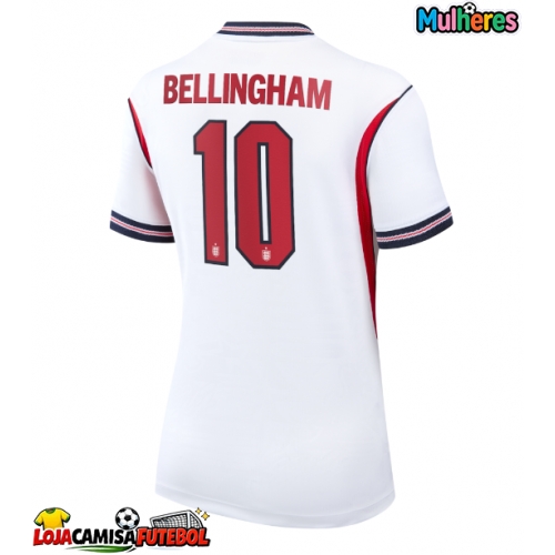Camisa de Futebol Inglaterra Jude Bellingham #10 Equipamento Principal Mulheres Mundo 2026 Manga Curta